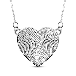 Your Own Fingerprint Heart Necklace Sterling Silver 18&quot;