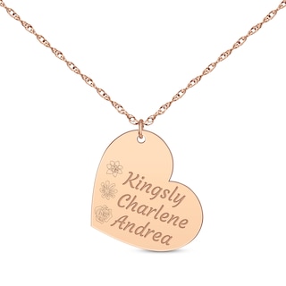 Diamond Name Dog Tag Necklace 14K Rose Gold 18