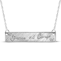 Your Own Handwriting Embossed Bar Necklace 10K White Gold 18&quot;