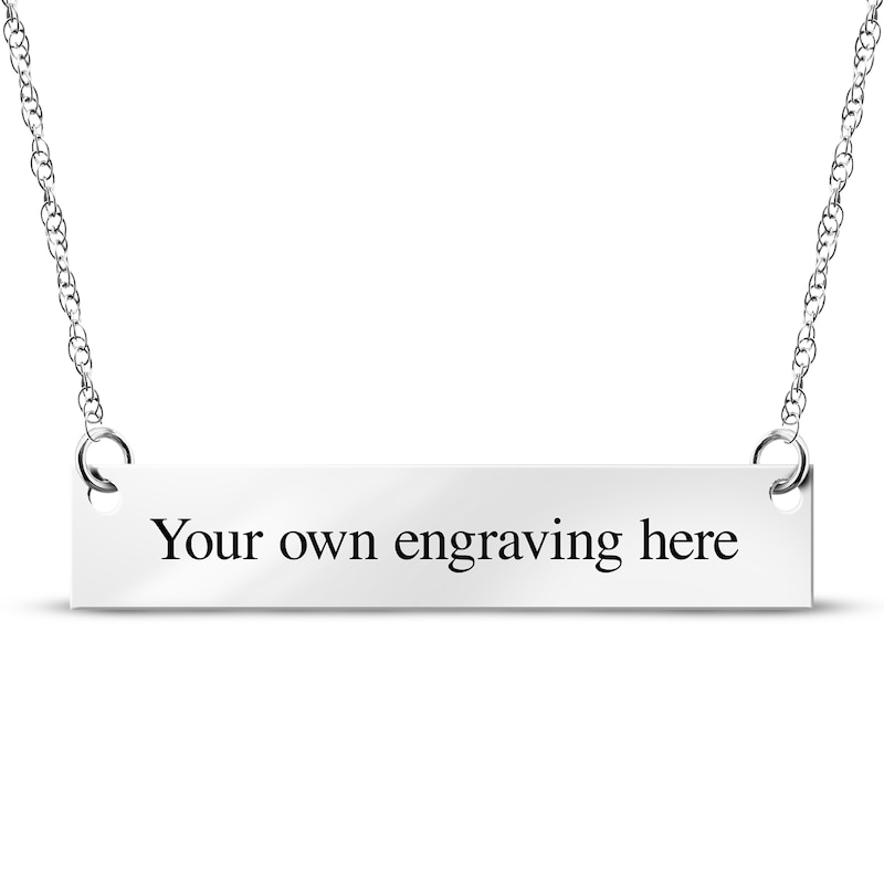 Main Image 2 of Your Own Handwriting Embossed Bar Necklace 10K White Gold 18&quot;