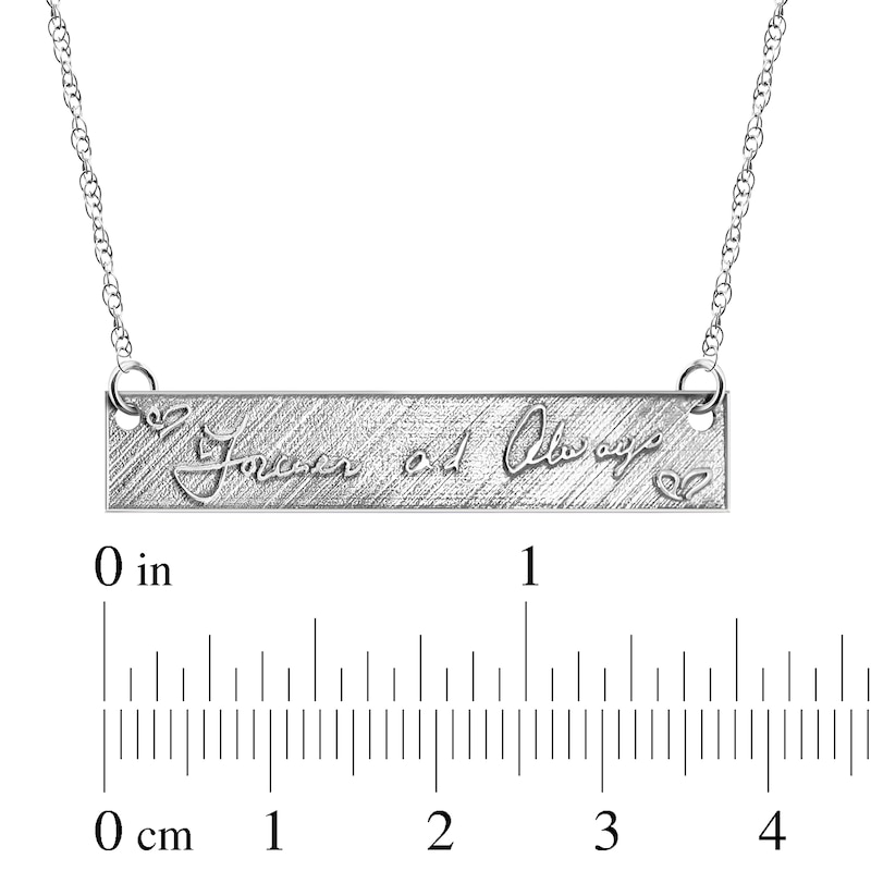 Main Image 4 of Your Own Handwriting Embossed Bar Necklace 10K White Gold 18&quot;