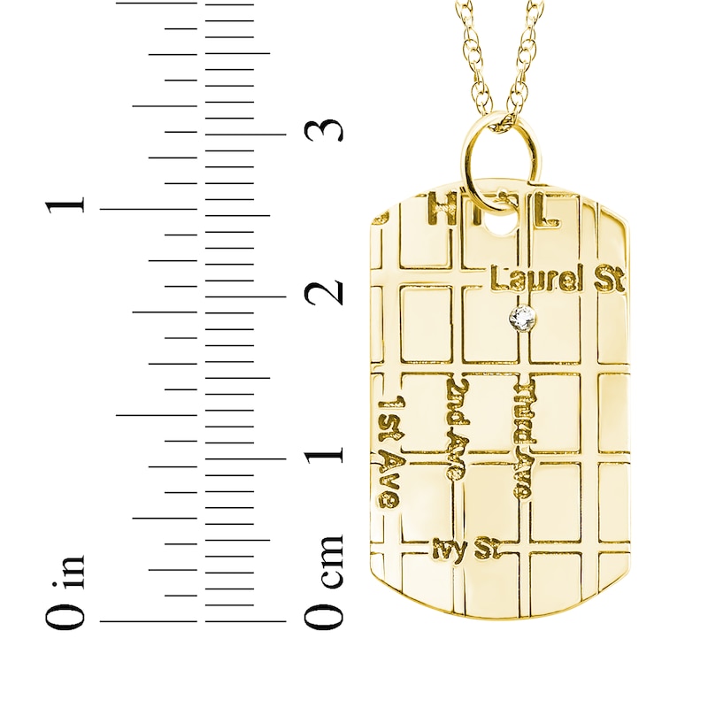 Main Image 4 of Diamond Accent Map Dog Tag Necklace 10K Yellow Gold 18&quot;