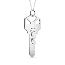 Your Own Handwriting Cutout Key Necklace Sterling Silver 18&quot;