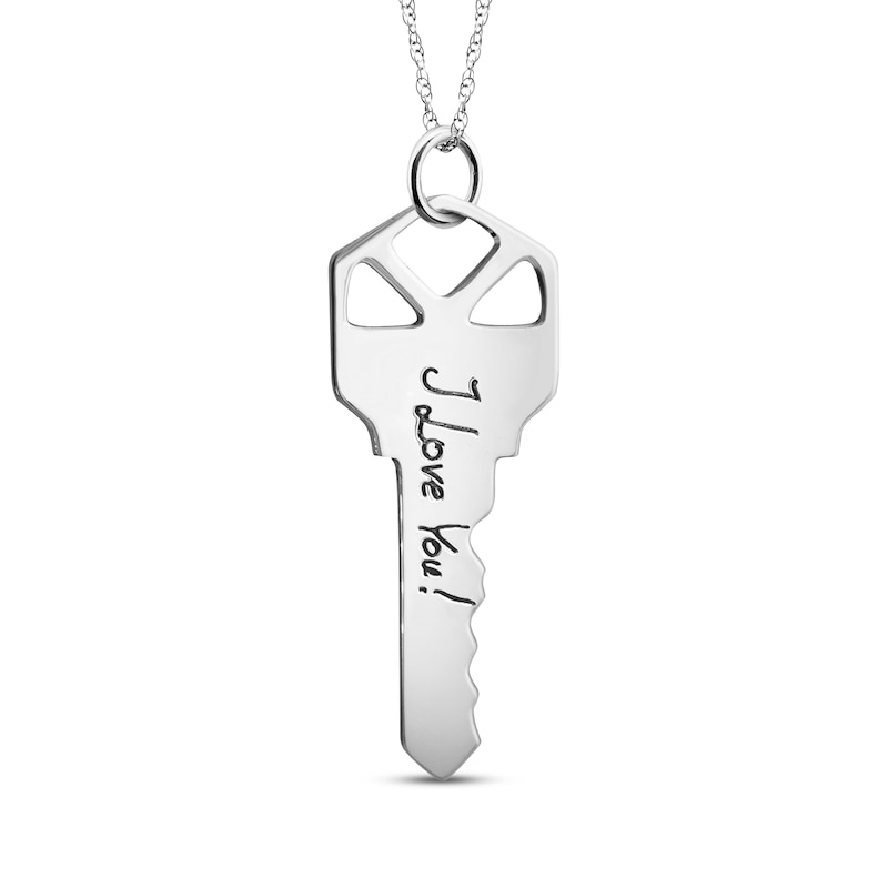 Main Image 1 of Your Own Handwriting Cutout Key Necklace Sterling Silver 18&quot;