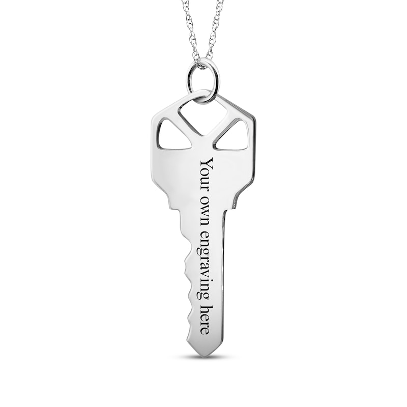 Main Image 2 of Your Own Handwriting Cutout Key Necklace Sterling Silver 18&quot;