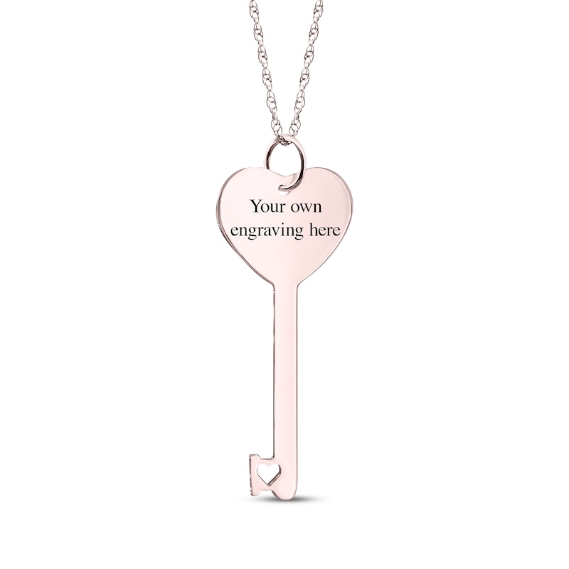 Main Image 2 of Engravable Heart-Shaped Key Photo Necklace 10K Rose Gold 18&quot;