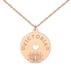 Thumbnail Image 1 of Diamond Accent Birth Month Flower & Name Circle Necklace 14K Rose Gold 18&quot;