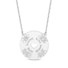 Thumbnail Image 1 of Birth Flower & Family Name Heart Cutout Disc Necklace Sterling Silver 18&quot;