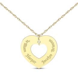 Diamond Accent Names Heart Cutout Necklace 10K Yellow Gold 18&quot;