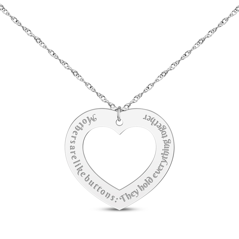 Main Image 1 of Cutout Heart Message Necklace 14K White Gold 18&quot;