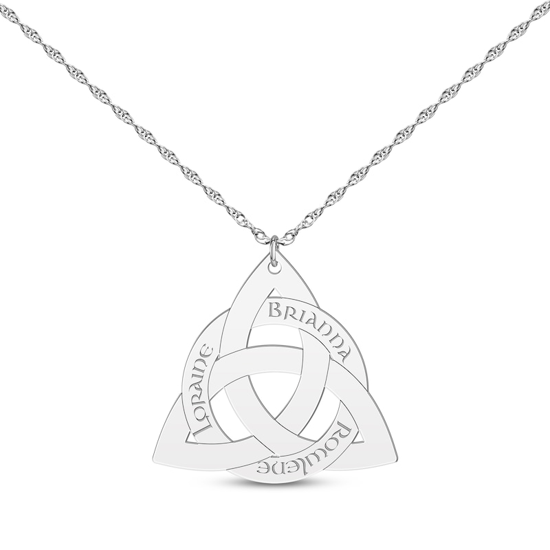 Main Image 1 of Celtic Triangle Name Necklace 10K White Gold 18&quot;