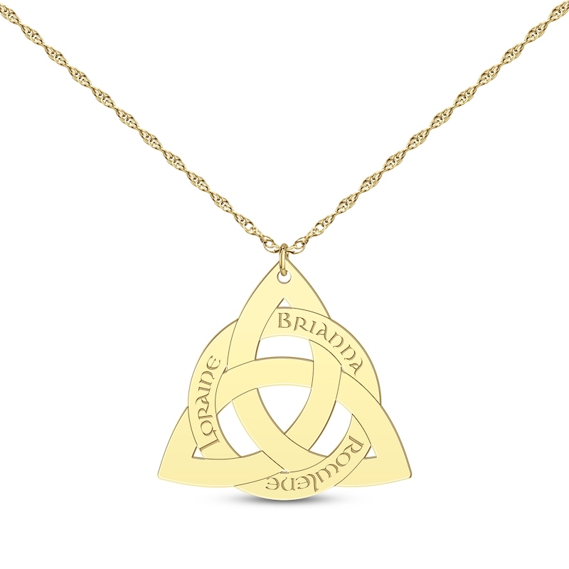 Celtic Triangle Name Necklace 10K Yellow Gold 18"