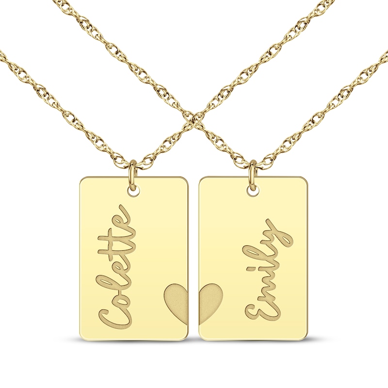 Main Image 1 of Friends Heart Name Tag Necklace Set 14K Yellow Gold 18&quot;