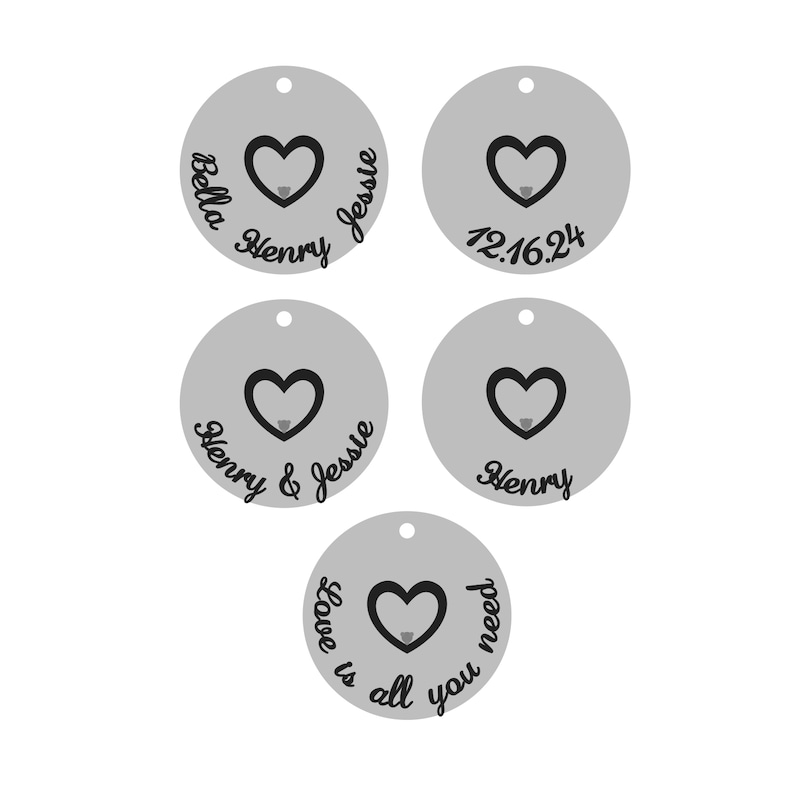 Main Image 4 of Diamond Accent Family Name Disc Necklace with Heart 10K White Gold 18&quot;