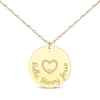 Thumbnail Image 1 of Diamond Accent Family Name Disc Necklace with Heart 14K Yellow Gold 18&quot;