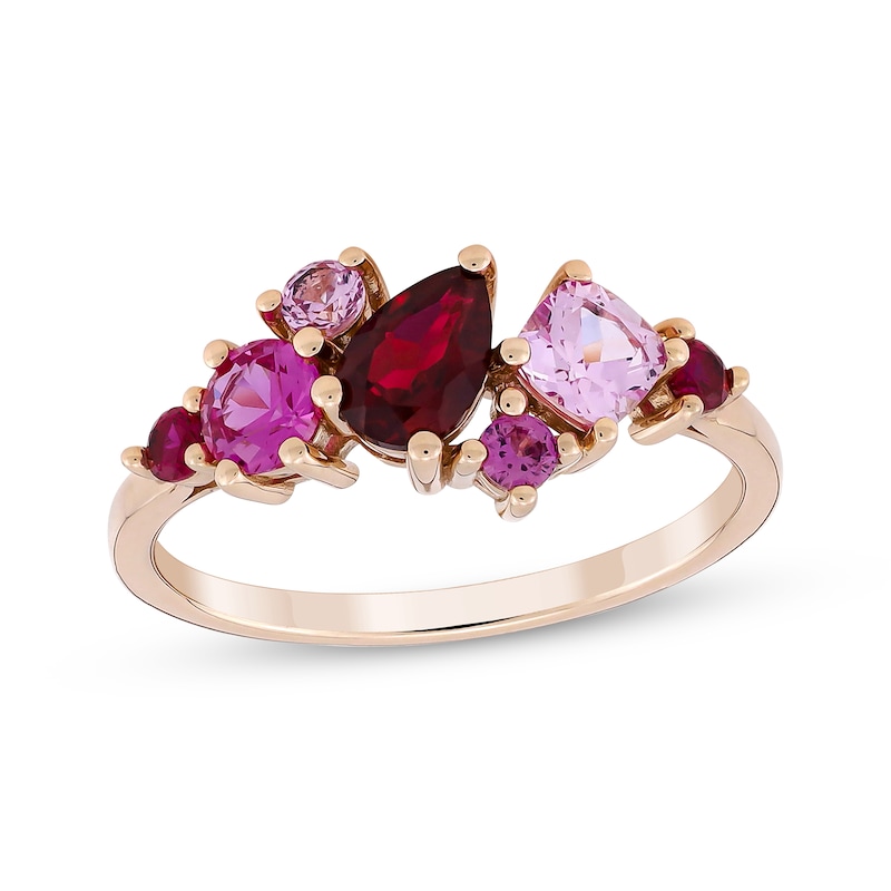 Vibrant Shades Lab-Created Ruby & Pink Lab-Created Sapphire Cluster ...