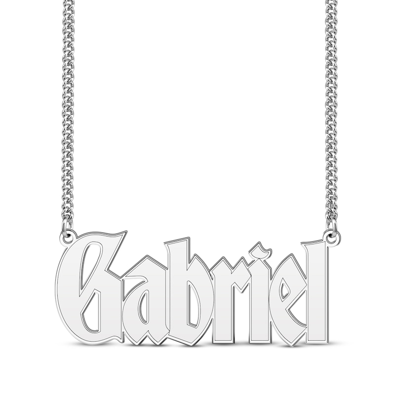 Men's Gothic Name Necklace Sterling Silver 22"