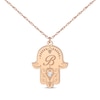 Thumbnail Image 1 of Diamond Accent Initial Hamsa Necklace 14K Rose Gold 18&quot;