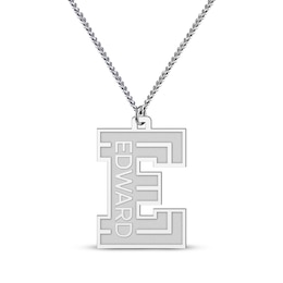 Men's Stencil Initial & Name Necklace Sterling Silver 22&quot;