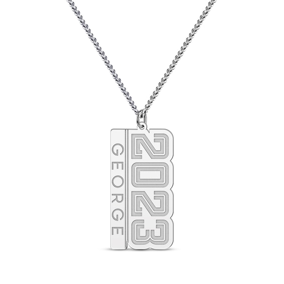 Men's Year Name Necklace Sterling Silver 22"