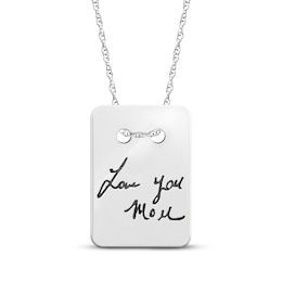 Your Own Handwriting Dog Tag Necklace Sterling Silver 18&quot;
