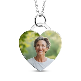 Small Heart Photo Charm Necklace Sterling Silver 18&quot;