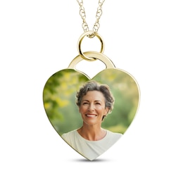 Small Heart Photo Charm Necklace 10K Yellow Gold 18&quot;
