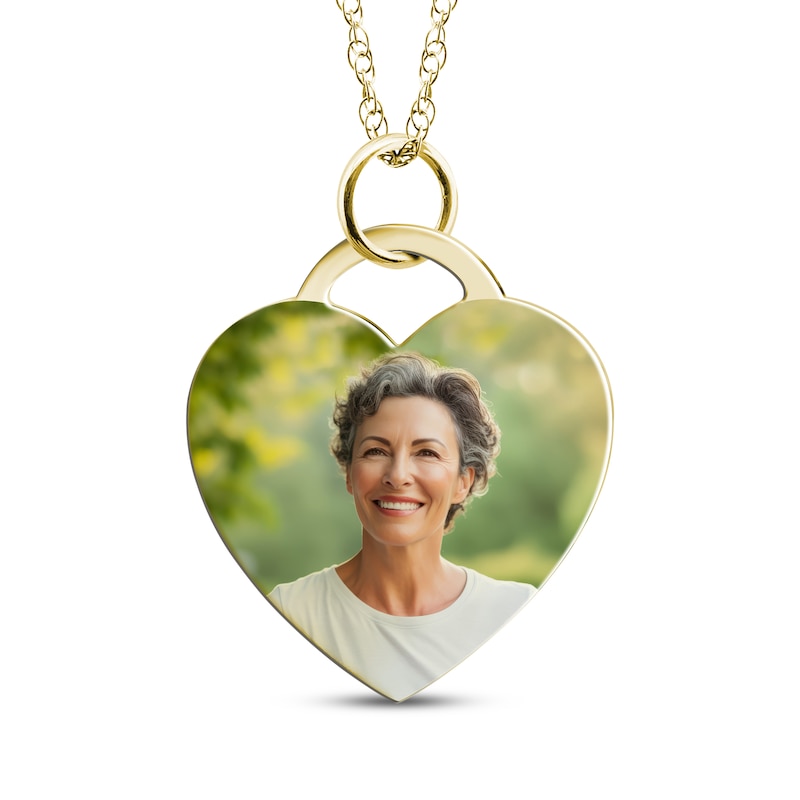 Main Image 1 of Small Heart Photo Charm Necklace 10K Yellow Gold 18&quot;