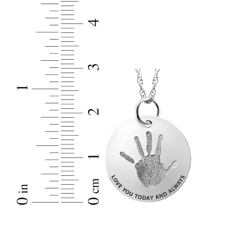 Your Own Handprint "Love You Today and Always" Engravable Disc Necklace 10K White Gold 18"