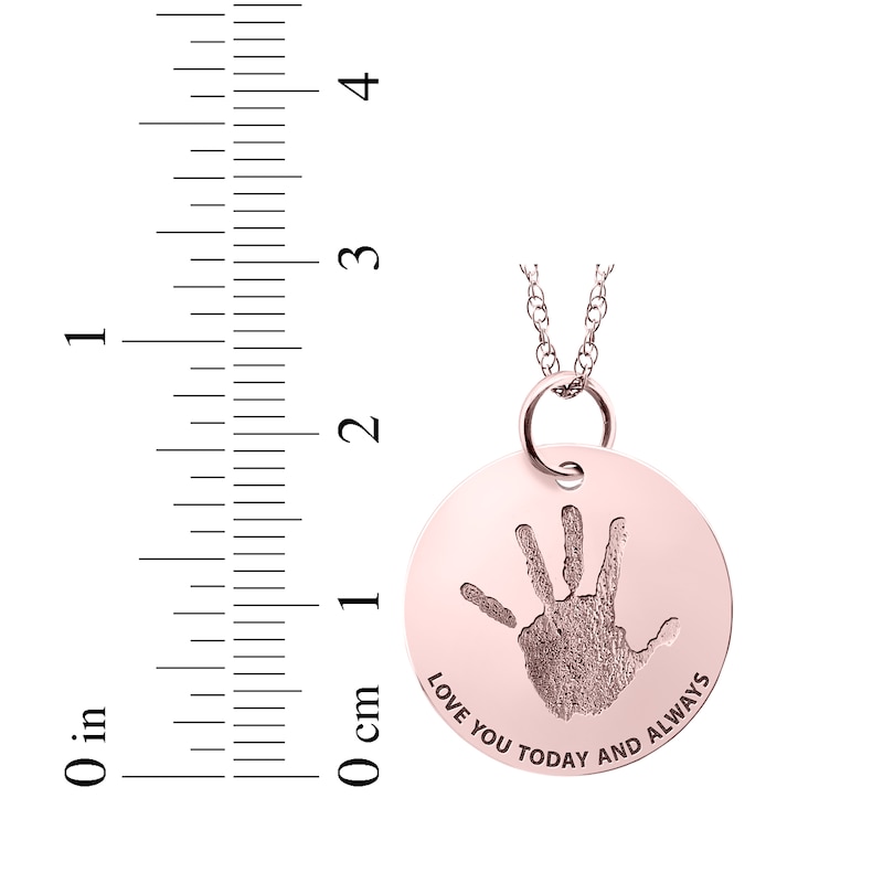 Main Image 4 of Your Own Handprint &quot;Love You Today and Always&quot; Engravable Disc Necklace 10K Rose Gold 18&quot;