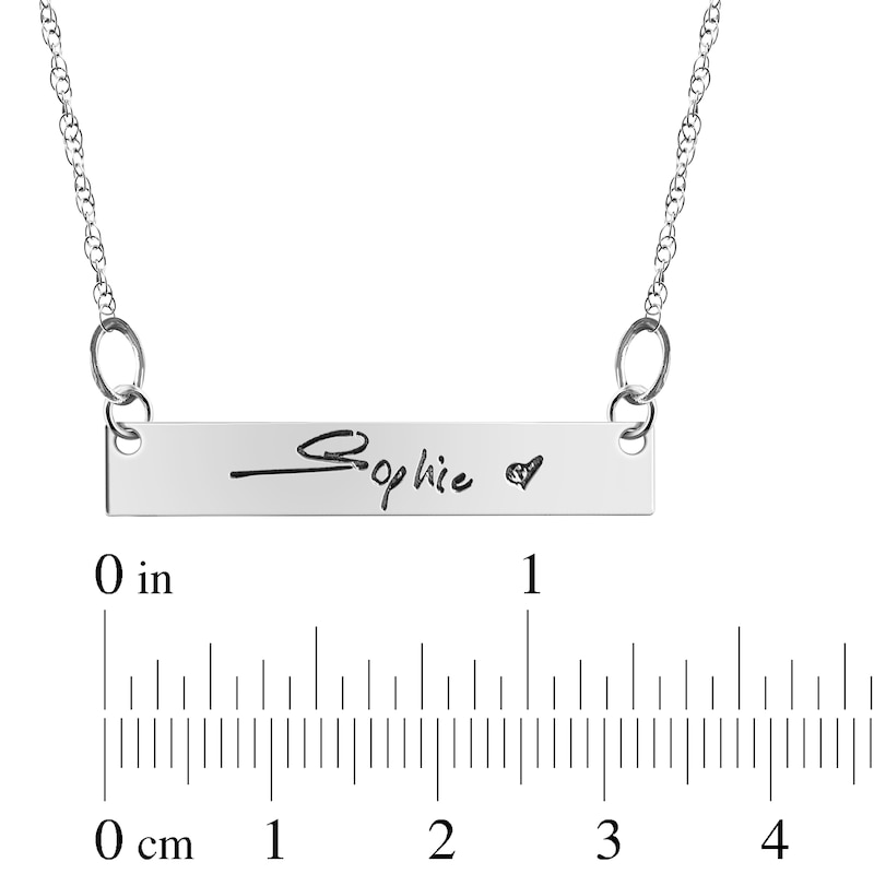 Main Image 4 of Your Own Handwriting Bar Necklace Sterling Silver 18&quot;