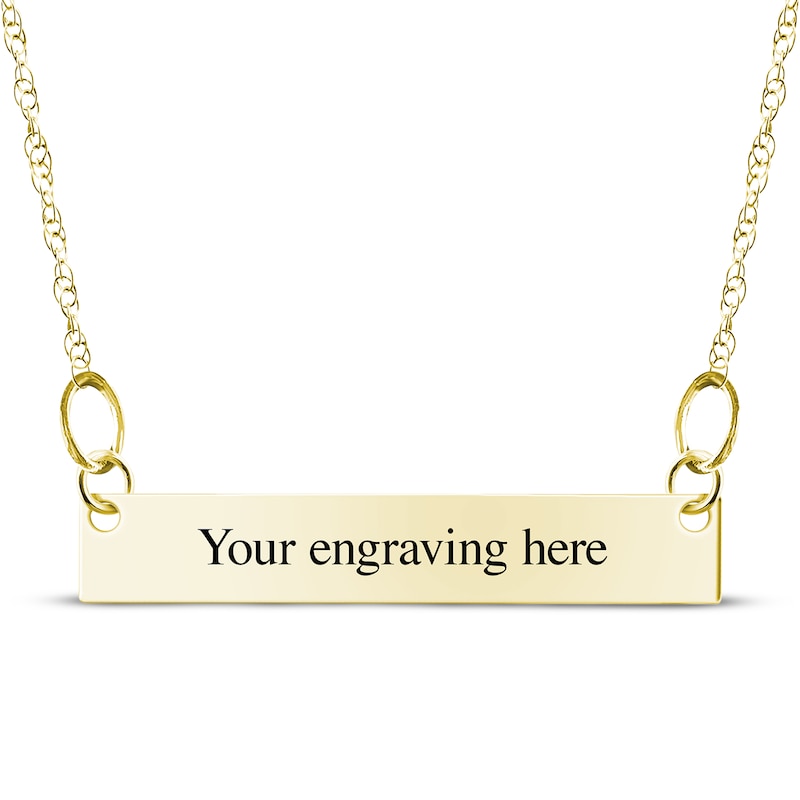 Main Image 2 of Your Own Handwriting Bar Necklace 10K Yellow Gold 18&quot;