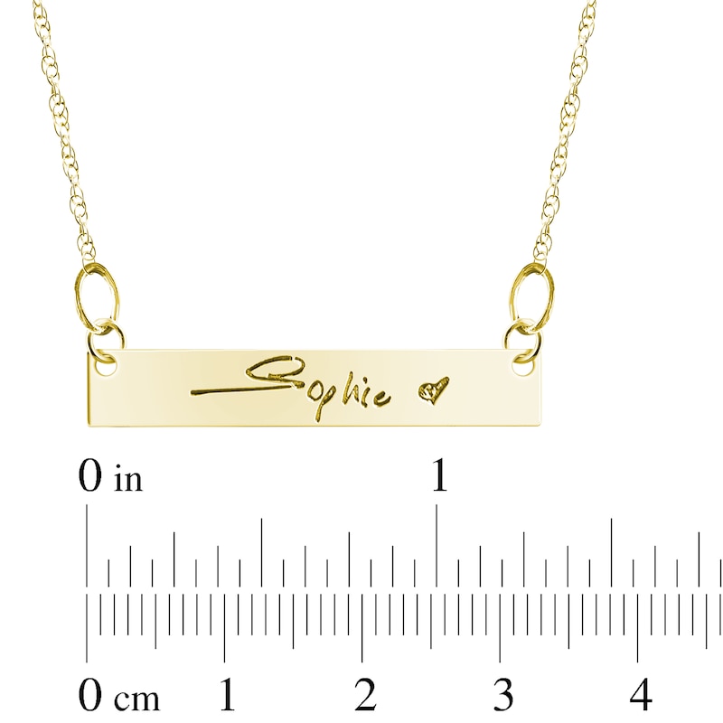 Main Image 4 of Your Own Handwriting Bar Necklace 10K Yellow Gold 18&quot;