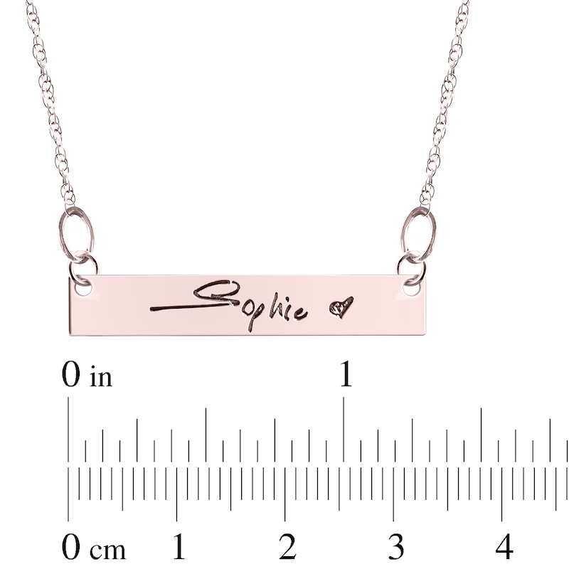 Main Image 4 of Your Own Handwriting Bar Necklace 10K Rose Gold 18&quot;