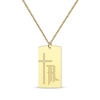 Thumbnail Image 1 of Men's Diamond Accent Cross & Initial Dog Tag Necklace 10K Yellow Gold 22&quot;