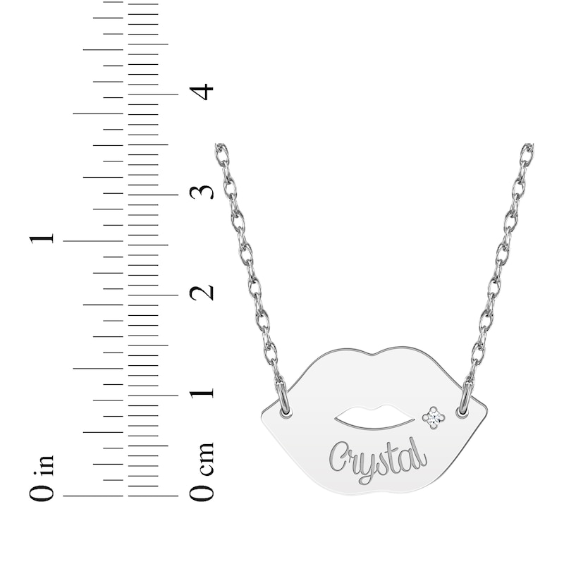 Diamond Accent Name Lips Necklace Sterling Silver 18"