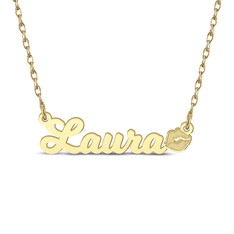 Main Image 1 of Nameplate Lips Necklace 10K Yellow Gold 18&quot;