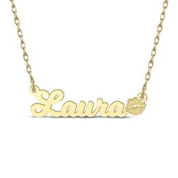 Nameplate Lips Necklace 14K Yellow Gold 18&quot;