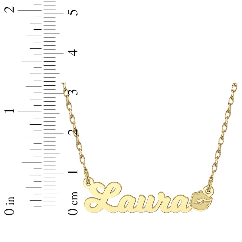 Nameplate Lips Necklace 14K Yellow Gold 18"