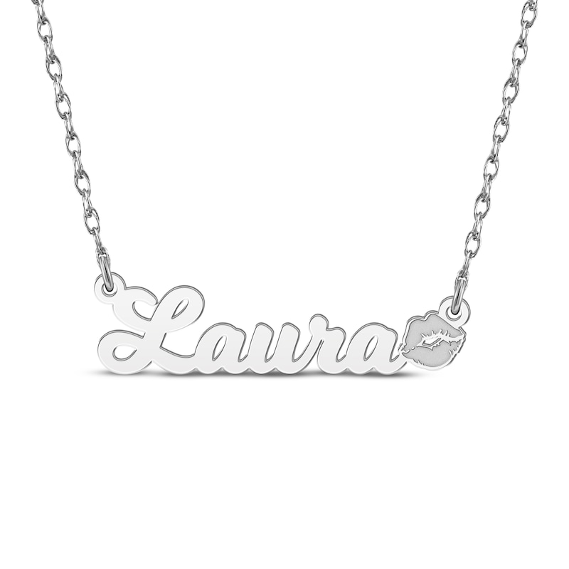 Main Image 1 of Nameplate Lips Necklace Sterling Silver 18&quot;