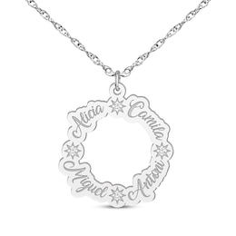 Family Name Loop Necklace with Diamond Accents 10K White Gold 18&quot;