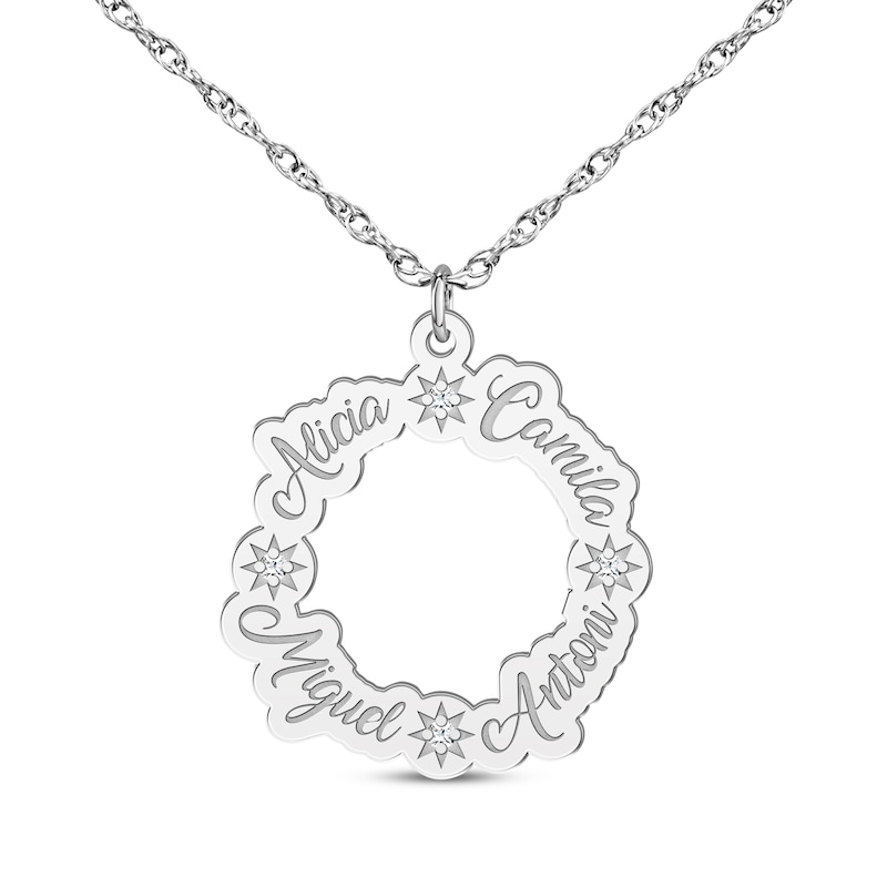 Main Image 1 of Family Name Loop Necklace with Diamond Accents 10K White Gold 18&quot;