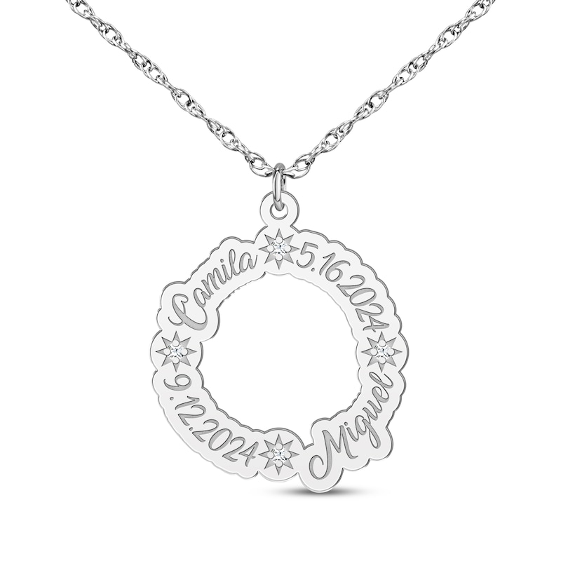 Main Image 2 of Family Name Loop Necklace with Diamond Accents Sterling Silver 18&quot;