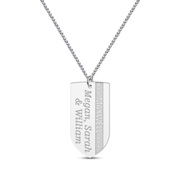 Men's Engraved Names Shield Necklace Sterling Silver 22&quot;