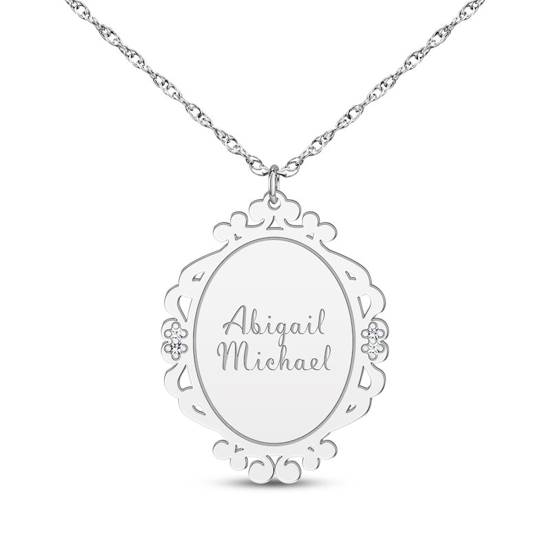 Main Image 2 of Scrollwork Name Necklace with Diamond Accents 10K White Gold 18&quot;