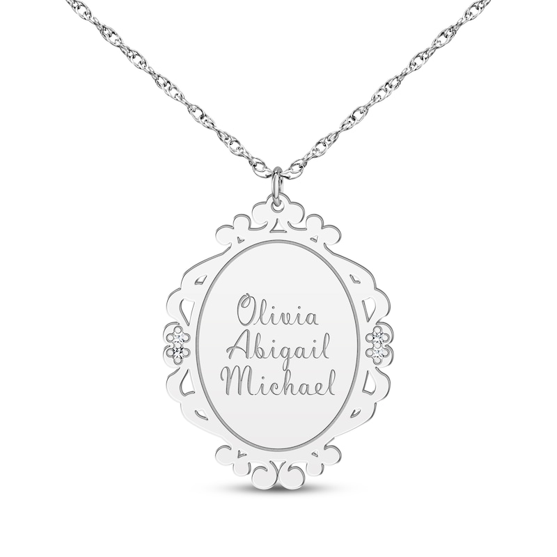 Main Image 3 of Scrollwork Name Necklace with Diamond Accents 10K White Gold 18&quot;