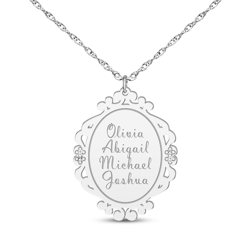 Main Image 4 of Scrollwork Name Necklace with Diamond Accents 10K White Gold 18&quot;