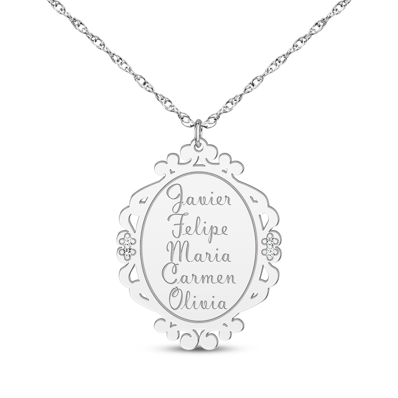 Main Image 5 of Scrollwork Name Necklace with Diamond Accents 10K White Gold 18&quot;