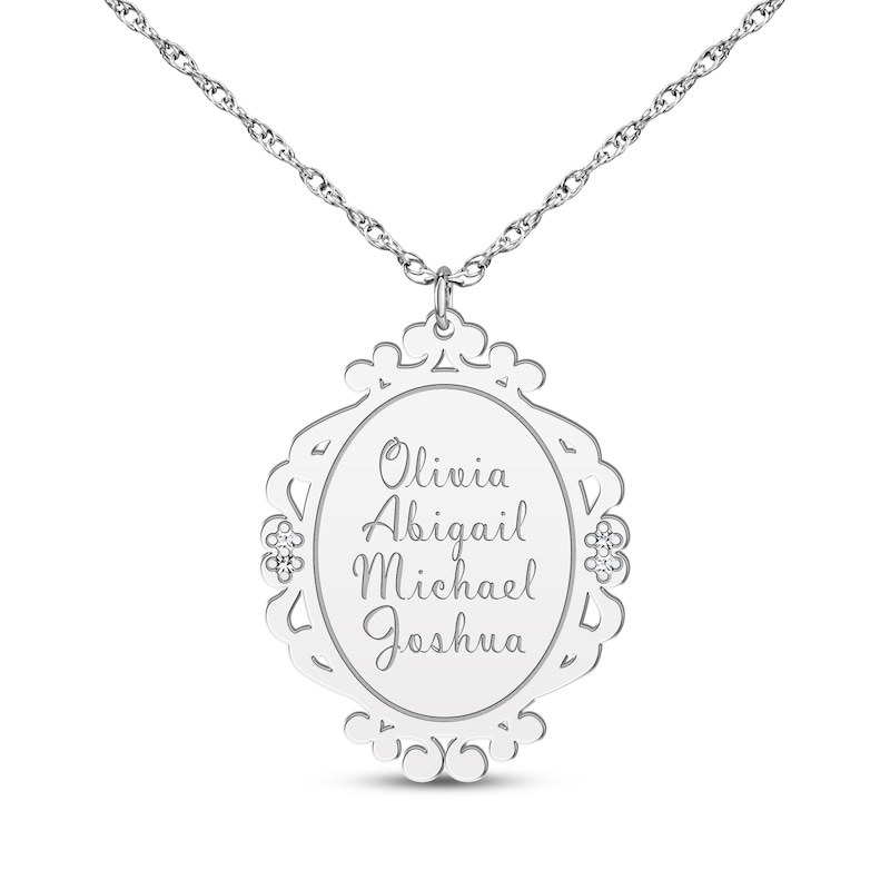 Main Image 4 of Scrollwork Name Necklace with Diamond Accents 14K White Gold 18&quot;