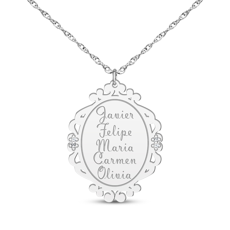 Main Image 5 of Scrollwork Name Necklace with Diamond Accents 14K White Gold 18&quot;